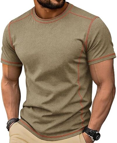 Men's T-Shirts 2026 Crewneck Short Sleeve Oversize Plain Summer Tops Loose Fit Casual Work Gym Basic Tees in Kuwait