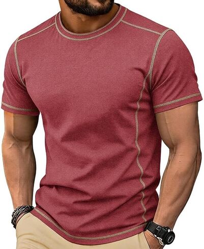 Men's T-Shirts 2026 Crewneck Short Sleeve Oversize Plain Summer Tops Loose Fit Casual Work Gym Basic Tees in Kuwait