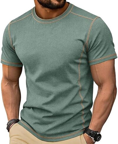 Men's T-Shirts 2026 Crewneck Short Sleeve Oversize Plain Summer Tops Loose Fit Casual Work Gym Basic Tees in Kuwait