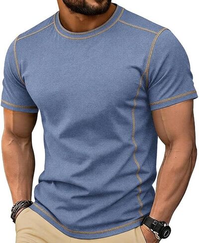 Men's T-Shirts 2026 Crewneck Short Sleeve Oversize Plain Summer Tops Loose Fit Casual Work Gym Basic Tees in Kuwait