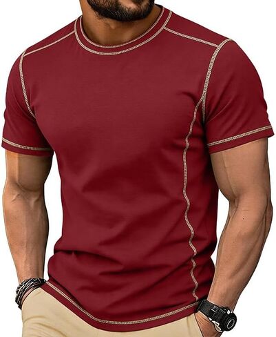 Men's T-Shirts 2026 Crewneck Short Sleeve Oversize Plain Summer Tops Loose Fit Casual Work Gym Basic Tees in Kuwait