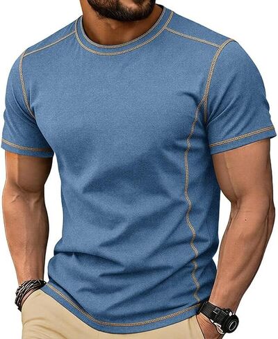 Men's T-Shirts 2026 Crewneck Short Sleeve Oversize Plain Summer Tops Loose Fit Casual Work Gym Basic Tees in Kuwait