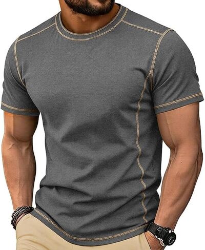 Men's T-Shirts 2026 Crewneck Short Sleeve Oversize Plain Summer Tops Loose Fit Casual Work Gym Basic Tees in Kuwait