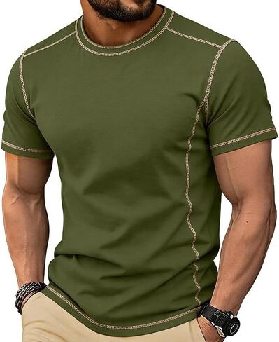 Men's T-Shirts 2026 Crewneck Short Sleeve Oversize Plain Summer Tops Loose Fit Casual Work Gym Basic Tees in Kuwait