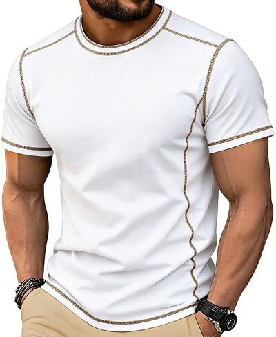 Men's T-Shirts 2026 Crewneck Short Sleeve Oversize Plain Summer Tops Loose Fit Casual Work Gym Basic Tees in Kuwait