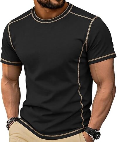 Men's T-Shirts 2026 Crewneck Short Sleeve Oversize Plain Summer Tops Loose Fit Casual Work Gym Basic Tees in Kuwait