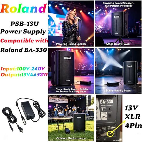 محول تيار متردد متوافق مع Roland psb-13u، سلك إمداد الطاقة متوافق مع Roland BA-330، مضخم شاشة المسرح، نظام الصوت والفيديو المحمول ستيريو PA الرقمي، استبدال مصدر الطاقة 13 فولت 4 أمبير in Kuwait