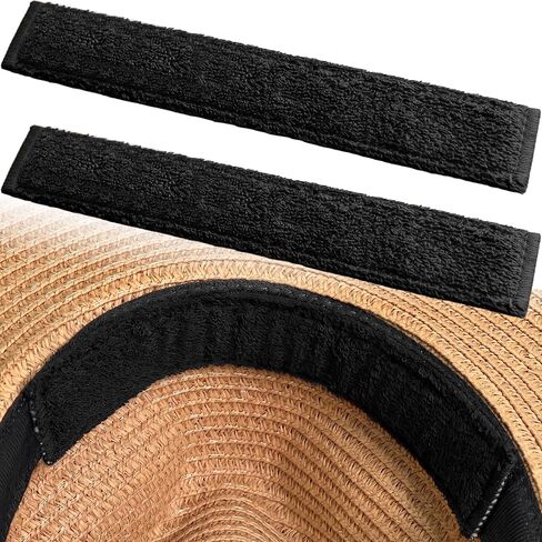 Hat Sweat Liner and Size Reducer, Black, 2-Pack | Soft Terry, Breathable Moisture-Wicking, Stain and Odor Protector for Fedora, Panama, Caps in Kuwait