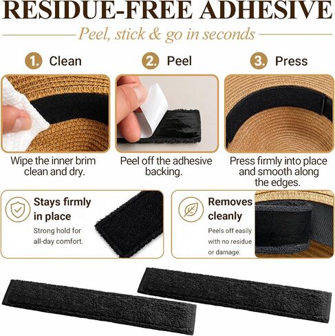 Hat Sweat Liner and Size Reducer, Black, 2-Pack | Soft Terry, Breathable Moisture-Wicking, Stain and Odor Protector for Fedora, Panama, Caps in Kuwait