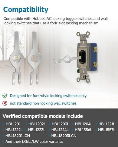 8Pack HBL1209 Fork Wall Light Switch Key, Light Switch Key Replacement Compatible with Hubbell 1100 1200 1300 1500 3000 Series AC Locking Toggle and Wall Switches, Electrical Switch Key in Kuwait