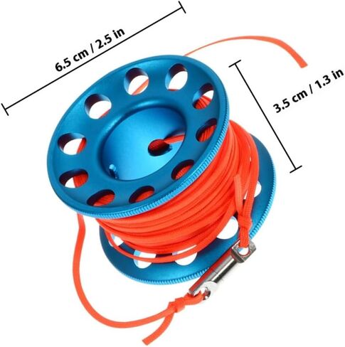 Zerodeko Underwater Diving Spool Reel with Buoy and Hook 30m Blue Rope Reel Scuba Diving for Cave Accessories in Kuwait