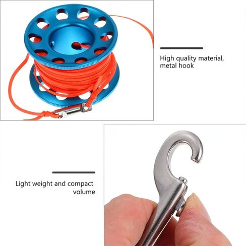 Zerodeko Underwater Diving Spool Reel with Buoy and Hook 30m Blue Rope Reel Scuba Diving for Cave Accessories in Kuwait