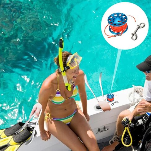 Zerodeko Underwater Diving Spool Reel with Buoy and Hook 30m Blue Rope Reel Scuba Diving for Cave Accessories in Kuwait