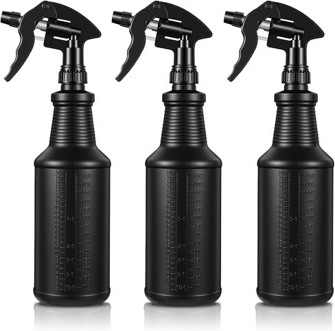 3PCS Plastic Spray Bottles 32 Oz, Spray Bottles Heavy Duty Opaque Black Refillable Trigger Sprayer for Cleaning, Garden, Hair, and Household Use in Kuwait