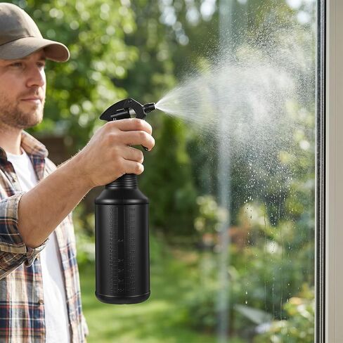 3PCS Plastic Spray Bottles 32 Oz, Spray Bottles Heavy Duty Opaque Black Refillable Trigger Sprayer for Cleaning, Garden, Hair, and Household Use in Kuwait