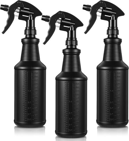 3PCS Plastic Spray Bottles 32 Oz, Spray Bottles Heavy Duty Opaque Black Refillable Trigger Sprayer for Cleaning, Garden, Hair, and Household Use in Kuwait