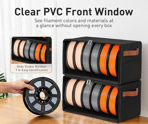 Filament Storage Box 4-Pack, Stackable 3D Printer Filament Storage Container with Reinforced Metal Frame, Visible Window and 10 Desiccant Packs, Holds up to 24 Rolls for Workshop & Studio in Kuwait