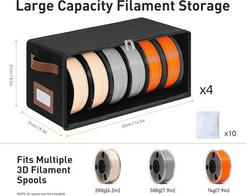 Filament Storage Box 4-Pack, Stackable 3D Printer Filament Storage Container with Reinforced Metal Frame, Visible Window and 10 Desiccant Packs, Holds up to 24 Rolls for Workshop & Studio in Kuwait