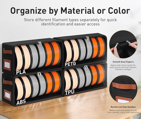 Filament Storage Box 4-Pack, Stackable 3D Printer Filament Storage Container with Reinforced Metal Frame, Visible Window and 10 Desiccant Packs, Holds up to 24 Rolls for Workshop & Studio in Kuwait