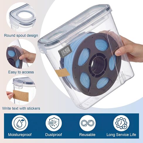 4 Pack Filament Storage Box 4L Each Holds 1KG 1.75mm Spool Airtight Moisture Control 3D Printer Filament Dry Box with Hygrometers Desiccant Packs and Labels for PLA PETG ABS TPU in Kuwait