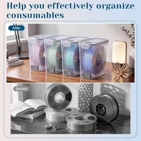 4 Pack Filament Storage Box 4L Each Holds 1KG 1.75mm Spool Airtight Moisture Control 3D Printer Filament Dry Box with Hygrometers Desiccant Packs and Labels for PLA PETG ABS TPU in Kuwait