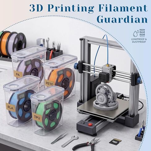 4 Pack Filament Storage Box 4L Each Holds 1KG 1.75mm Spool Airtight Moisture Control 3D Printer Filament Dry Box with Hygrometers Desiccant Packs and Labels for PLA PETG ABS TPU in Kuwait