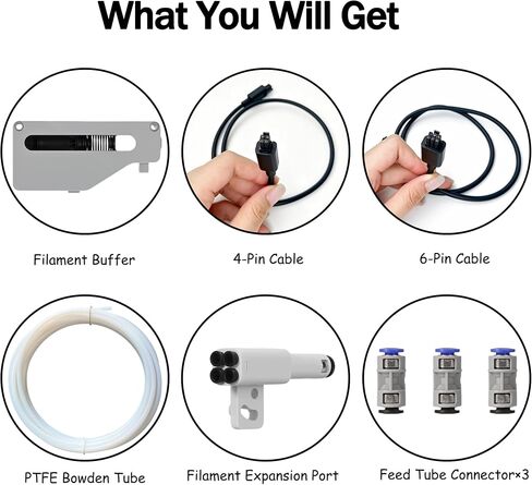 4-in-1 AMS Hub Filament Buffer Kit for Bambu Lab 3D Printers, AMS Hub Replacement, Multi-Color Printing Expansion, 4 Input 1 Output, Includes Buffer & PTFE Adapter, Compatible with X1, P1P, P1S in Kuwait
