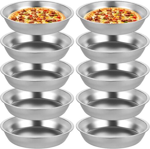 LANIAKEA 10 PCS Stainless Steel Pizza Pan Set, 7.6in Round Baking Trays for Oven, 410 Steel Deep Dish Pans with 1.37 in Rim for Pie, Cake, Snacks and Family Baking in Kuwait
