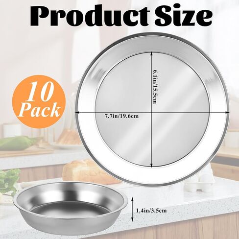 LANIAKEA 10 PCS Stainless Steel Pizza Pan Set, 7.6in Round Baking Trays for Oven, 410 Steel Deep Dish Pans with 1.37 in Rim for Pie, Cake, Snacks and Family Baking in Kuwait