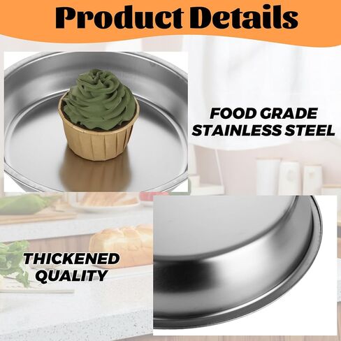 LANIAKEA 10 PCS Stainless Steel Pizza Pan Set, 7.6in Round Baking Trays for Oven, 410 Steel Deep Dish Pans with 1.37 in Rim for Pie, Cake, Snacks and Family Baking in Kuwait