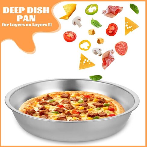 LANIAKEA 10 PCS Stainless Steel Pizza Pan Set, 7.6in Round Baking Trays for Oven, 410 Steel Deep Dish Pans with 1.37 in Rim for Pie, Cake, Snacks and Family Baking in Kuwait