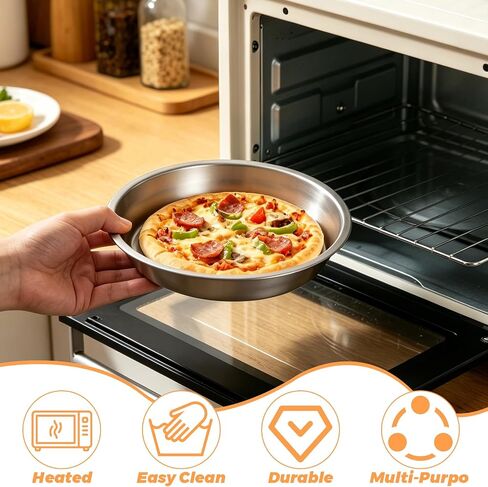 LANIAKEA 10 PCS Stainless Steel Pizza Pan Set, 7.6in Round Baking Trays for Oven, 410 Steel Deep Dish Pans with 1.37 in Rim for Pie, Cake, Snacks and Family Baking in Kuwait