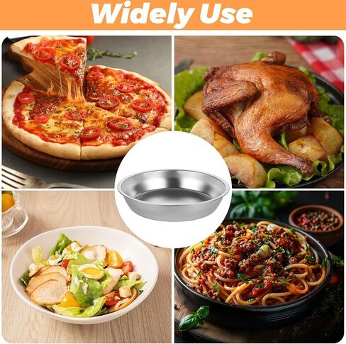 LANIAKEA 10 PCS Stainless Steel Pizza Pan Set, 7.6in Round Baking Trays for Oven, 410 Steel Deep Dish Pans with 1.37 in Rim for Pie, Cake, Snacks and Family Baking in Kuwait