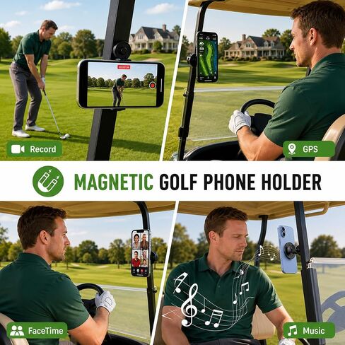 Alloy Magnetic Golf Cart Phone Holder for MagSafe iPhone,Heavy Duty Metal Golf Cart Phone Mount Compatible with EZGO Club Car Yamaha,Strong Magnet Golf Cart Accessories,Golf Gifts for Men Dad Husband in Kuwait
