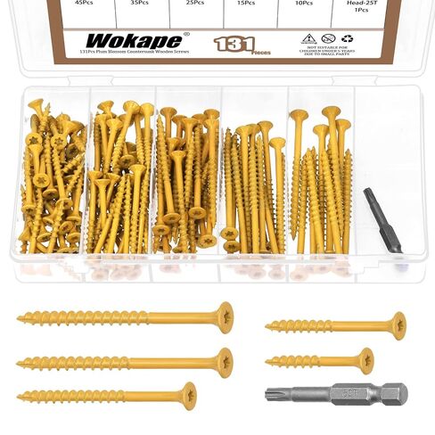 51 قطعة #10 × 3 في مجموعة متنوعة من براغي الخشب، T25 Torx/Star Drive Deck براغي ذات رأس مسطح، مسامير طويلة للخدمة الشاقة في الهواء الطلق للخشب/السجل/المناظر الطبيعية in Kuwait