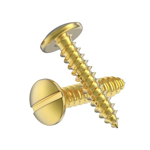 #5 x 5/8" Brass Round Head Sloted Wood Screws - Pack of 25 - Self Tapping Screws for Wood - RS558-SB in Kuwait