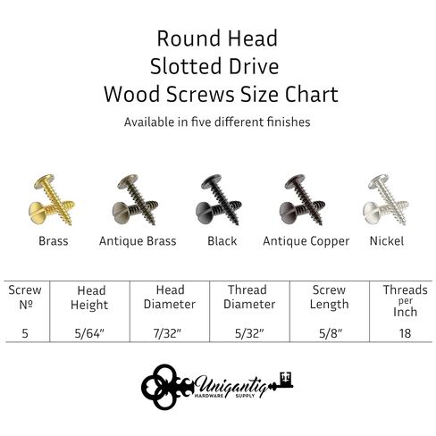 #5 x 5/8" Brass Round Head Sloted Wood Screws - Pack of 25 - Self Tapping Screws for Wood - RS558-SB in Kuwait