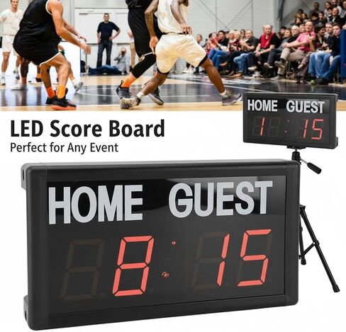 LED Score Board Electronic 4 Digit Wall Mount with Wired Button Remote Control 1.8in Digits - Clear Basketball & Multi - Sport Scoring, Durable Aluminum Alloy for Gym and Sport in Kuwait