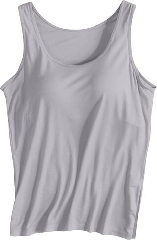 Tank Tops with Built In Bras - Women Sleeveless Casual Shirts Racerback Workout Yoga Camisole Tops Comfy Undershirt in Kuwait