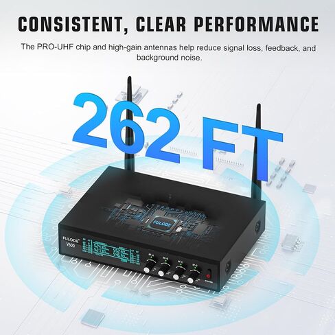 Lapel Microphones 4 Channel UHF Wireless Microphone System with 4 Lavalier 4 Headset Mics, Metal Receiver for Singing Meeting Church Wedding Event TV Speaker (4 Bodypack, 262ft Range) in Kuwait