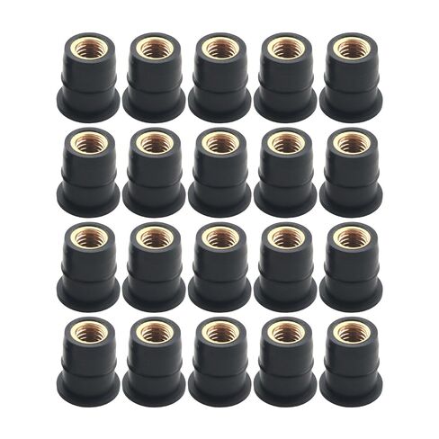 20PCS 0.51 Inch Length 2/5 Inch Hole M6 Black Anti Vibration Neoprene Well Expansion Nuts Motorcycle Retrofit Windshield Fastener for Fixing Part Bumpers Fairings in Kuwait