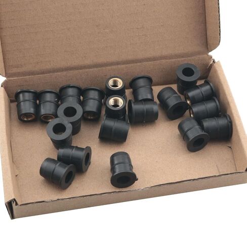 20PCS 0.51 Inch Length 2/5 Inch Hole M6 Black Anti Vibration Neoprene Well Expansion Nuts Motorcycle Retrofit Windshield Fastener for Fixing Part Bumpers Fairings in Kuwait