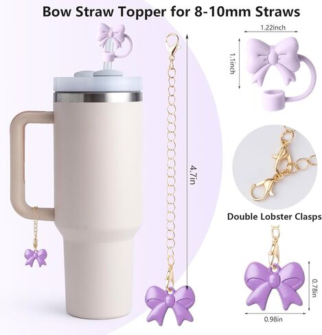 مجموعة ملحقات كأس Stanley 10pcs ، تشمل إكسسوارات Stanley أغطية قش قوس 2pcs ، سحر مقبض القوس لطيف ، مجموعة من 3 سدادات مقاومة للسيليكون ، 1 سيليكون. in Kuwait