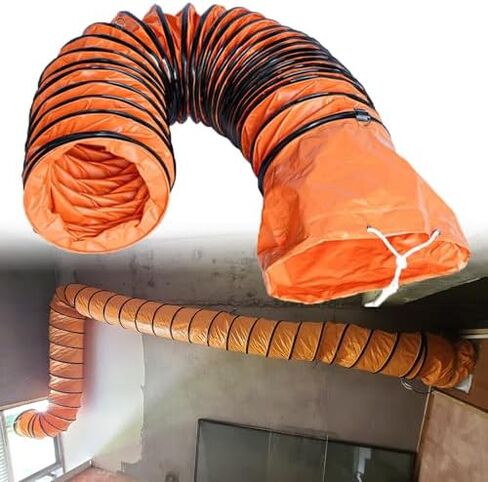 This Air DuctingBathroom Exhaust Fan Vent Hose 25 Feet Long, Commercial Home PVC Flexible Duct Housing with Adjustable Rope and D-Hook for Airport/Farms/Tunneling, Portable Flame Retardant(D in Kuwait