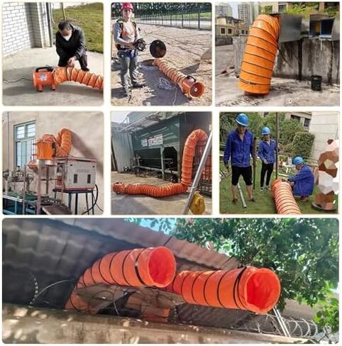 This Air DuctingBathroom Exhaust Fan Vent Hose 25 Feet Long, Commercial Home PVC Flexible Duct Housing with Adjustable Rope and D-Hook for Airport/Farms/Tunneling, Portable Flame Retardant(D in Kuwait