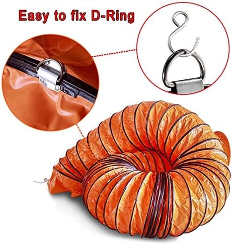 This Air DuctingPVC Flexible Ducting Hose for Industril, 200mm~600mm Diameter PVC Flexible Duct Hosing Waterproof Retardant, Portable Ducting Hose with Adjustable Rope and D-Ring in Kuwait
