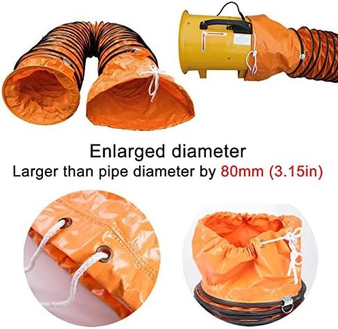 This Air DuctingDucting Hose 33Ft 16,5Ft PVC Flexible Duct Hosing Diameter 12inch 18inch 24inch Ventilation Air Hose Air Supply and Extraction Hose Sealed Waterproof for Exhaust Fan Utility in Kuwait