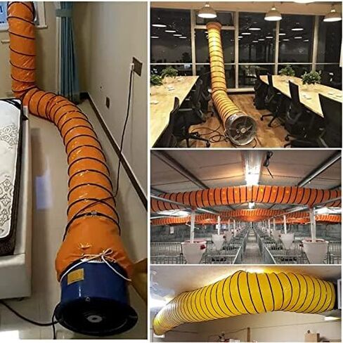 This Air DuctingDucting Hose 33Ft 16,5Ft PVC Flexible Duct Hosing Diameter 12inch 18inch 24inch Ventilation Air Hose Air Supply and Extraction Hose Sealed Waterproof for Exhaust Fan Utility in Kuwait