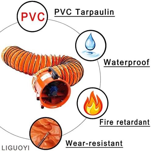 This Air DuctingPVC Flexible Ducting Hose for Industril, 200mm~600mm Diameter PVC Flexible Duct Hosing Waterproof Retardant, Portable Ducting Hose with Adjustable Rope and D-Ring in Kuwait