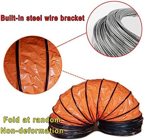 This Air DuctingPVC Flexible Ducting Hose for Industril, 200mm~600mm Diameter PVC Flexible Duct Hosing Waterproof Retardant, Portable Ducting Hose with Adjustable Rope and D-Ring in Kuwait